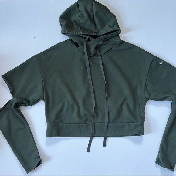 ALO Yoga Green Cropped Hoodie - Picture 4 of 10